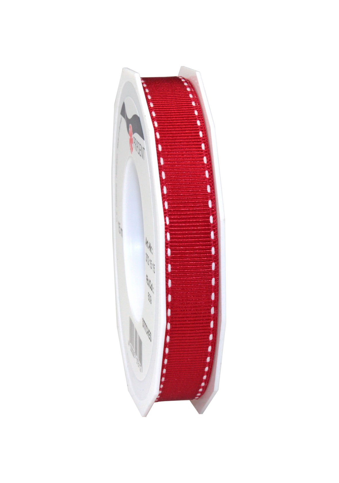 C.E. Pattberg Präsent - Stitches Gross Grain Ribbon Red 15 mm width, 15 m length — image 1