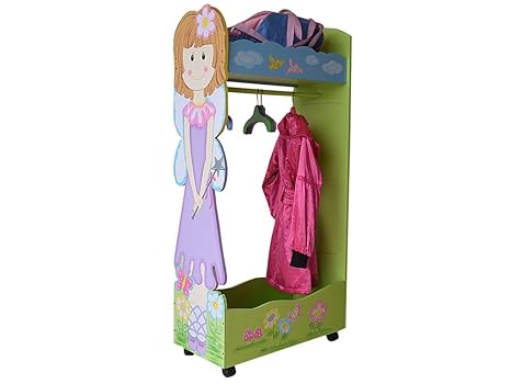Antyki24 Childrens Wardrobe Clothes Rack On Wheels Kids Girls