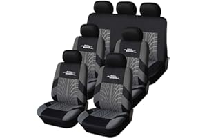 AUTOYOUTH Three Row Car Seat Covers with 7 Headrests Universal Fit Seat Cover Set for Cars Auto Trucks SUV Airbag Compatible and Rear Split 7 Passenger Seat Covers Full Set Gray…
