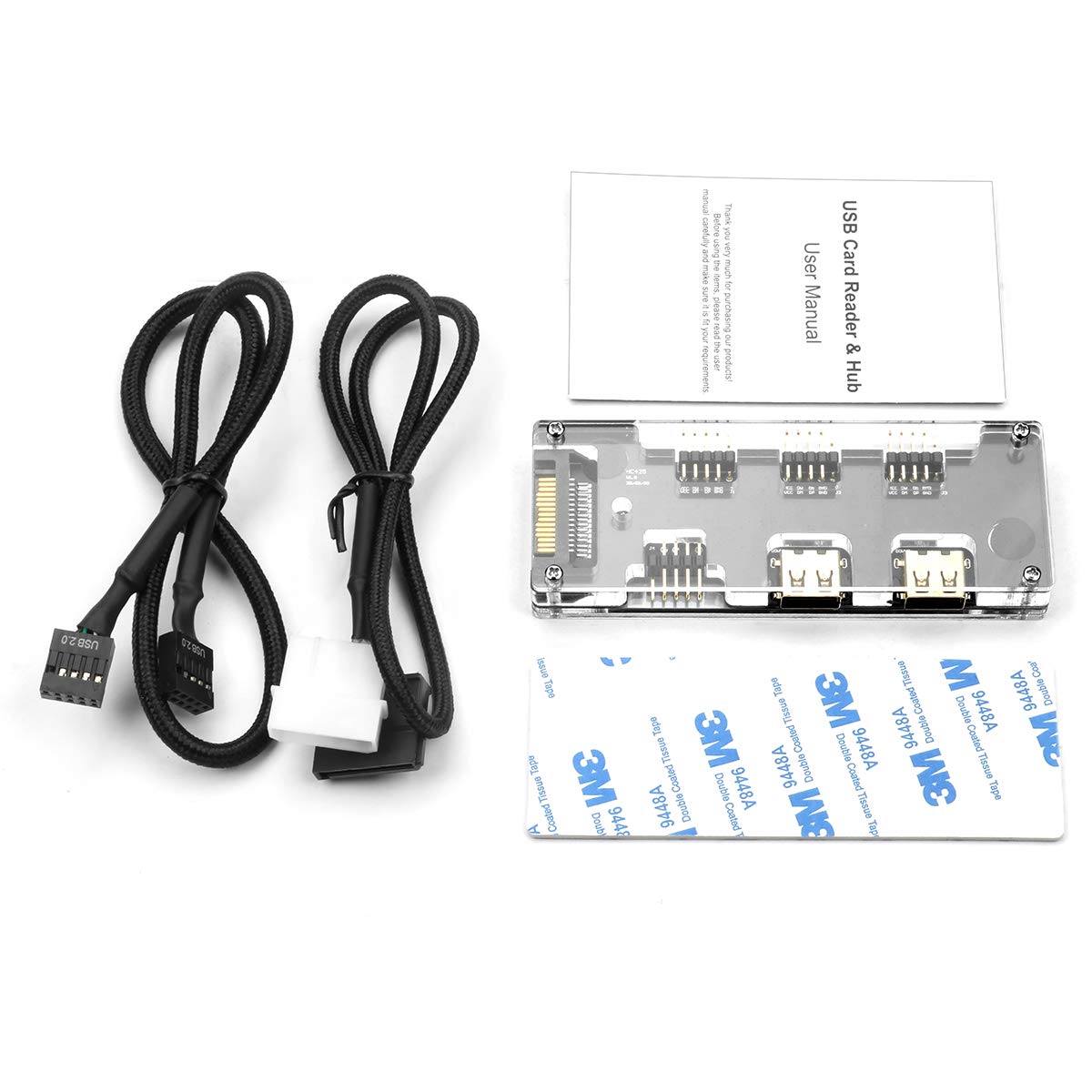 9 pin USB Header Extension Adapter with 15-Pin SATA Power Connector＆Motherboard Extension Cable for Port Multiplier Compatible with Windows Linux MAC Motherboard USB 2.0 HUB Adapter for Desktop PC: Industrial & Scientific