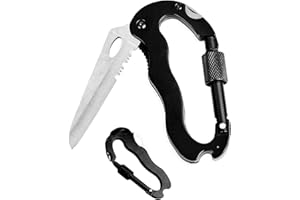 Meiguihai Multitool Carabiner with Pocket Knife,Survival Gear for Camping Hiking,6-in-1 Multitool Carabiner,Screwdrivers Vers