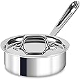 All-Clad D3 3-Ply Stainless Steel Sauce Pan 1 Quart Induction Oven Broiler Safe 600F Pots and Pans, Cookware Silver