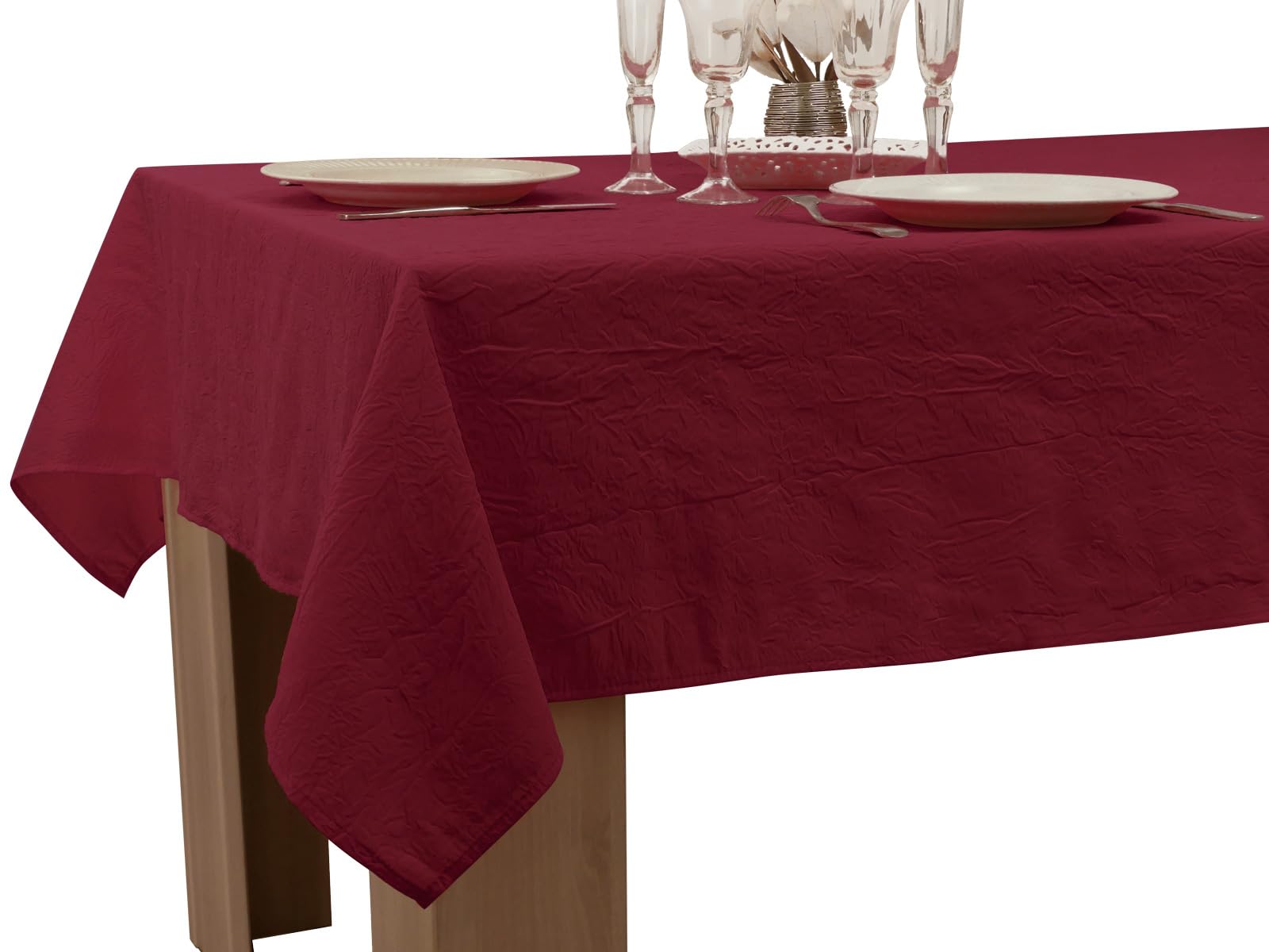 Le linge de Jules Stain-Resistant Tablecloth Crumpled 150 x 240 cm Burgundy