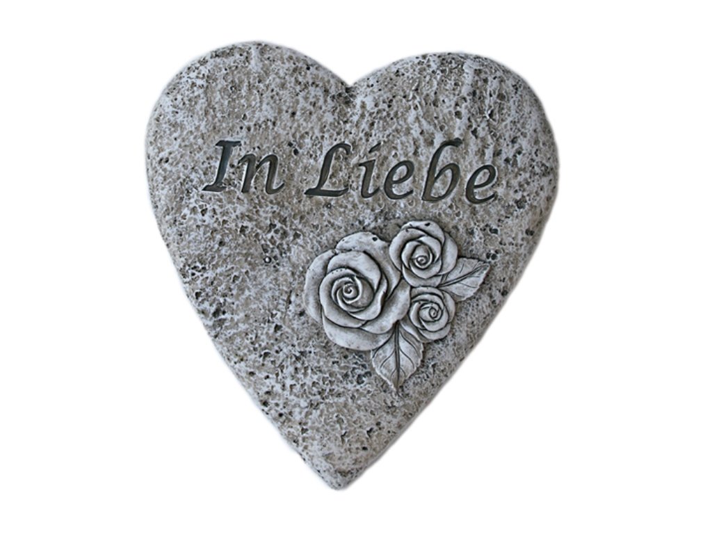 Bambelaa! Graveside memorial heart with German inscription “In Love”, Stone Resin