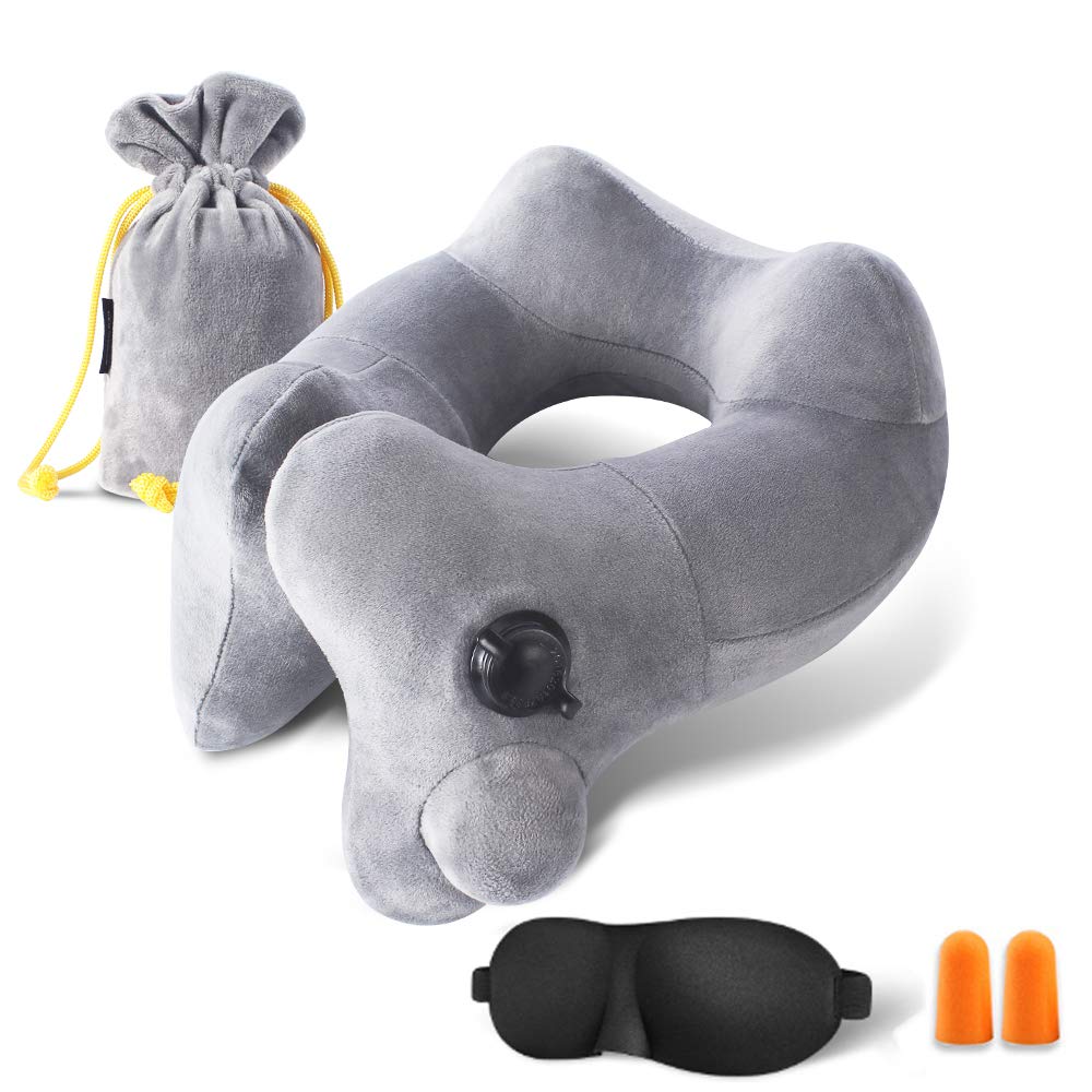 Bed Pillows Blue Inflatable Travel Neck Pillow Best Comfortable
