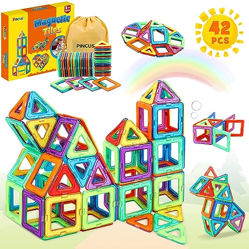 Pincush Magnetic Building Blocks Children, Magnetic Building Blocks Games Girls of 3 4 5 6 7 Years Old Boys and Girls Educational Toys Child Magnets Montessori Gift STEMS