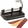 Swingline 2-7 Hole Punch, Adjustable, Heavy Duty Hole Puncher, 40 Sheet Punch Capacity, Chrome/Black/Woodgrain (74400)