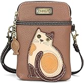 CHALA Cat Collection Cell Phone Crossbody Purse-Women PU Leather/Canvas Multicolor Handbag with Adjustable Strap