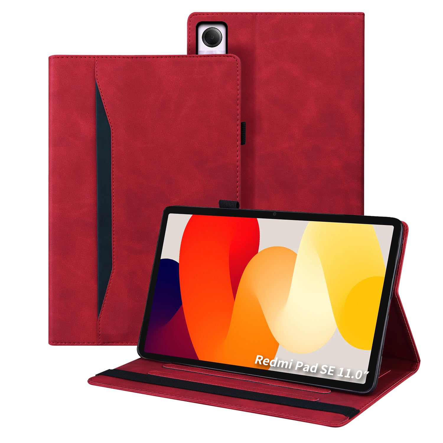 Auslbin Case Compatible with Xiaomi Redmi Pad SE 11" 2023, Pu Leather Tablet Cover suitable for Xiaomi Redmi Pad SE, Classic Leather Style, Red — image 1