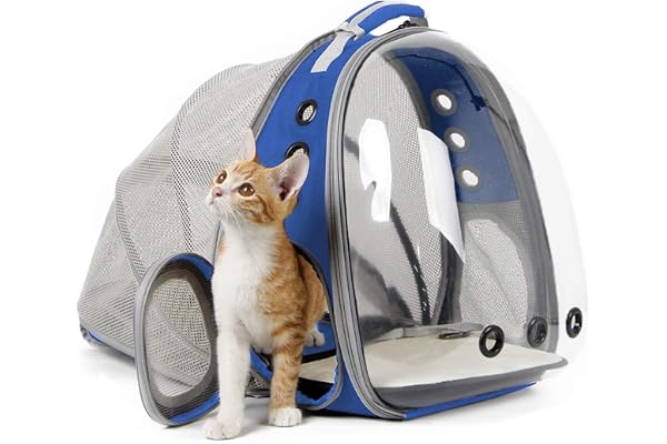 Expandable Cat Backpack, Space Capsule Bubble Transparent Clear Pet Carrier for Small Dog, Pet Carrying Hiking Traveling Back