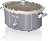Swan Retro Slow Cooker 6.5L 320W Grey 3 Temp Keep Warm
