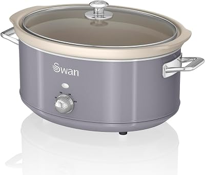 Swan Retro Slow Cooker 6.5L 320W Grey 3 Temp Keep Warm