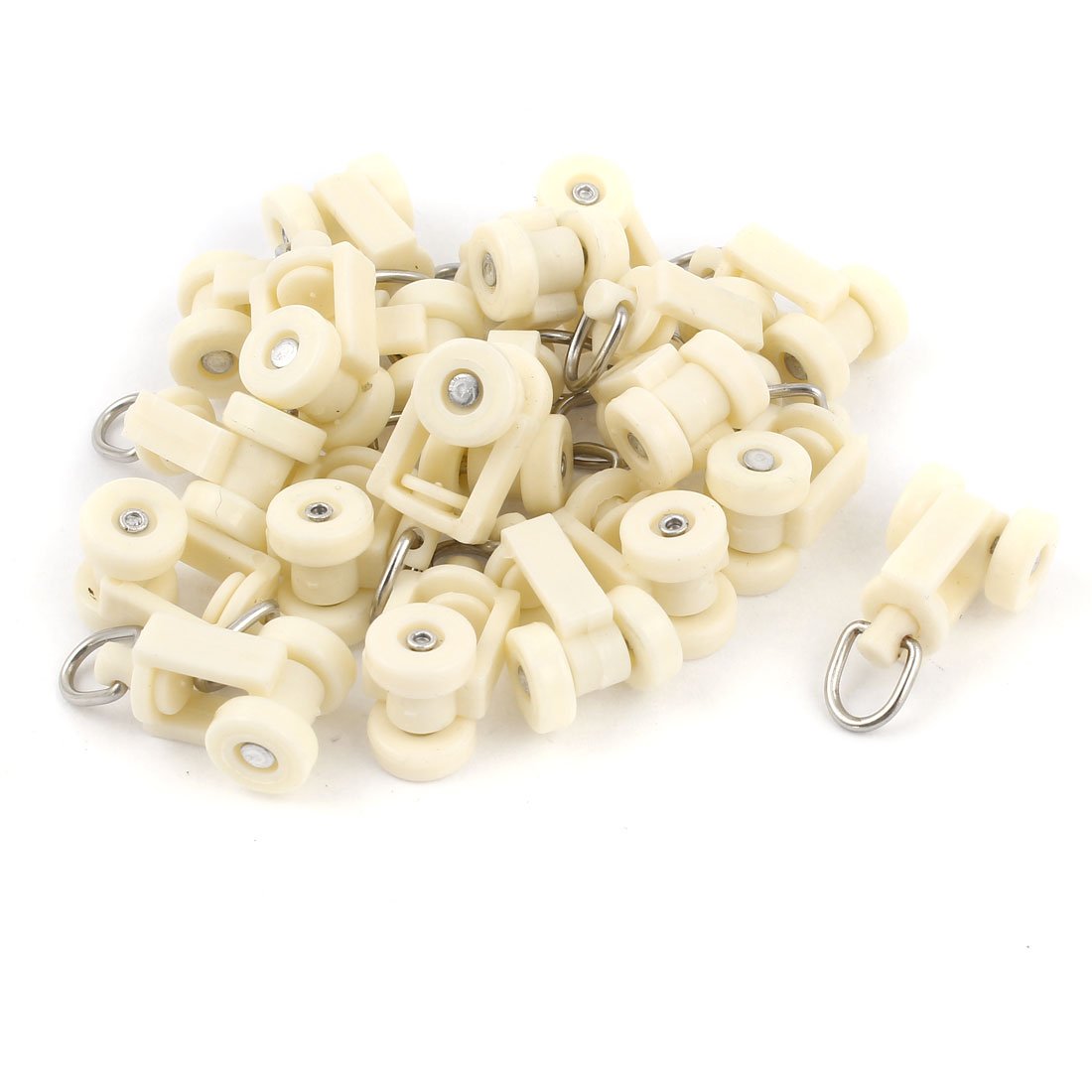 Sourcingmap White Plastic Curtain Track Rail Rollers 10mm Diameter Wheel 20 Pcs