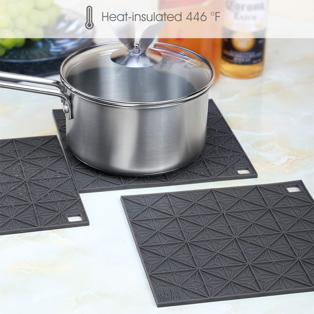 IDDOMUM Hot Pad Trivet for Hot Dishes and Pots, Heat-resistant Pot Holder, Large Drying Mat for Kitchen(4 Pack)