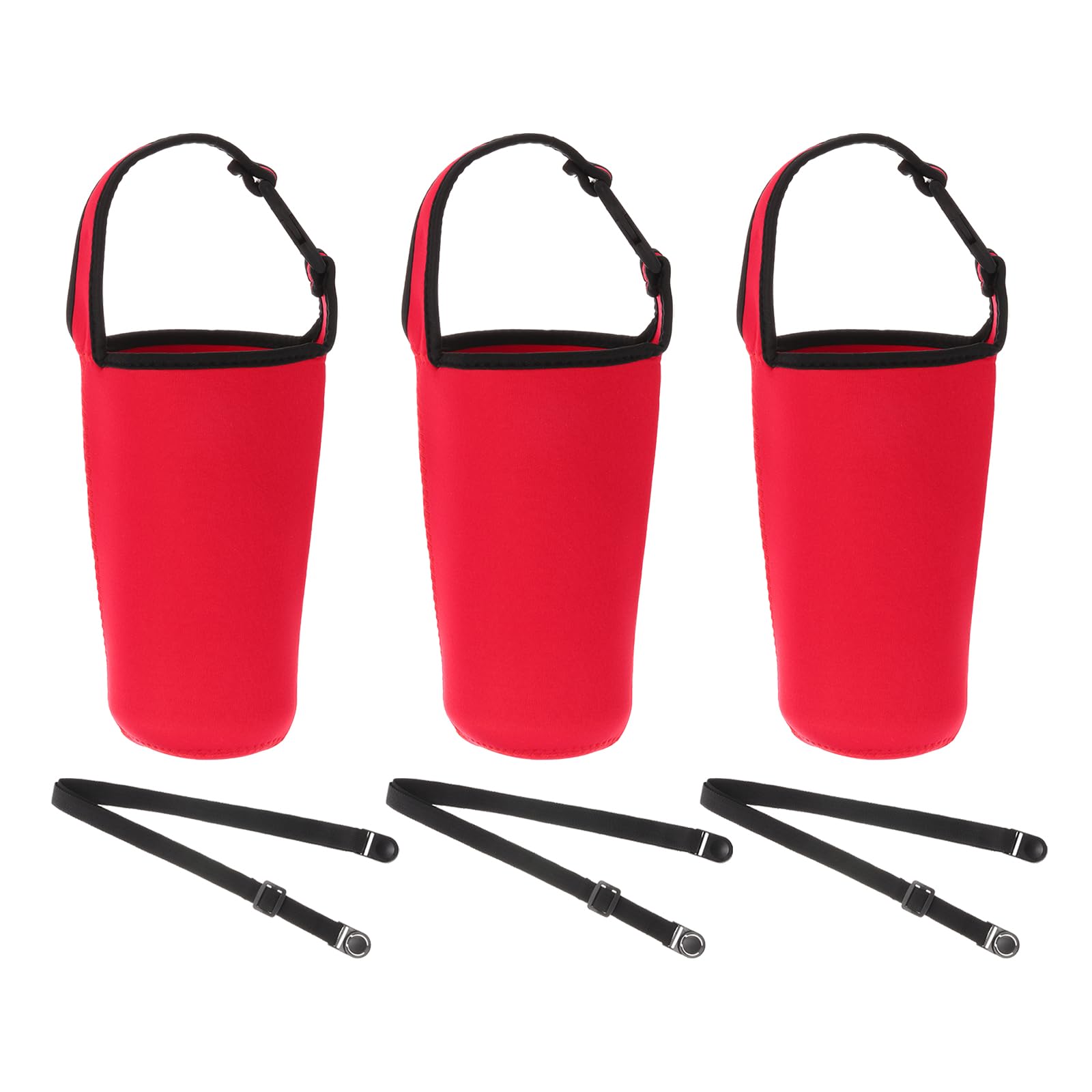 PATIKIL 30oz Tumbler Carrier Holders with Shoulder Strap, 3 Pack Reusable Neoprene Insulated Mug Drinks Water Bottle Cap Tumbler Carrier Pouch Protector, Red