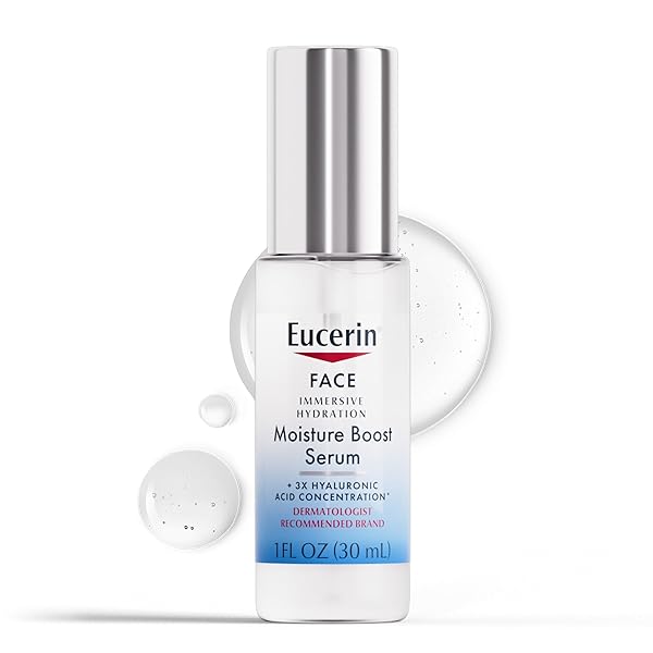 EUCERIN FACE IMMERSIVE HYDRATION MOISTURE BOOST FACE SERUM, ULTRA-LIGHTWEIGHT HYALURONIC ACID SERUM SMOOTHS FINE LINES AND WRINKLES, 1 FL OZ BOTTLE