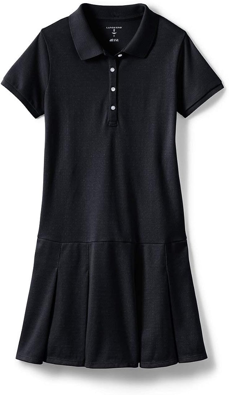Lands' End School Uniform Little Girls Short Sleeve Mesh Polo Dress: Clothing