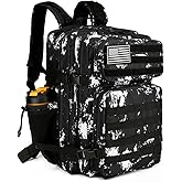 HongXingHai 45L Military Tactical Backpacks 3 Days Assault Pack Bag Fitness Rucksack 3 Day Bug Out Bag Hiking Treeking Molle Daypack (Black Lightning)