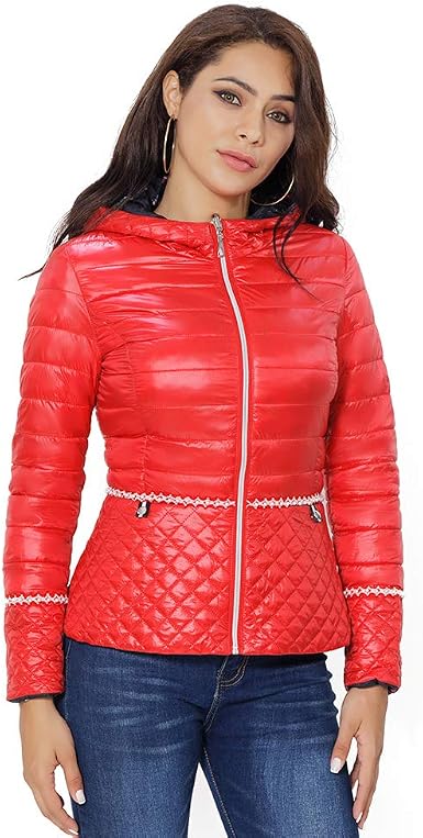 Buy womens hooded black puffer jacket 