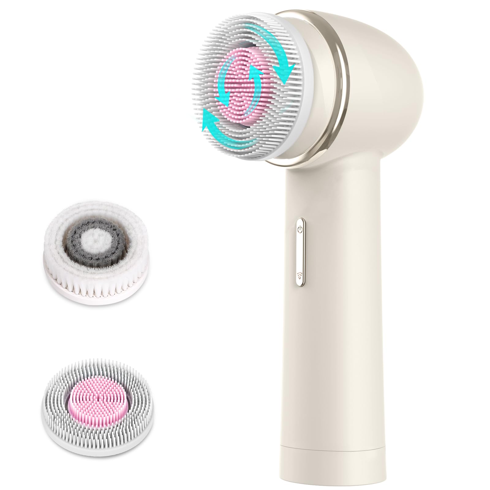 MYCARBON Face Brush IPX7 Waterproof Electric Facial Cleansing Brush Device Beauty Skin Machine for Deep Cleaning/Gentle Exfoliating/Massaging/Tighten Skin(Beige) (Beige)