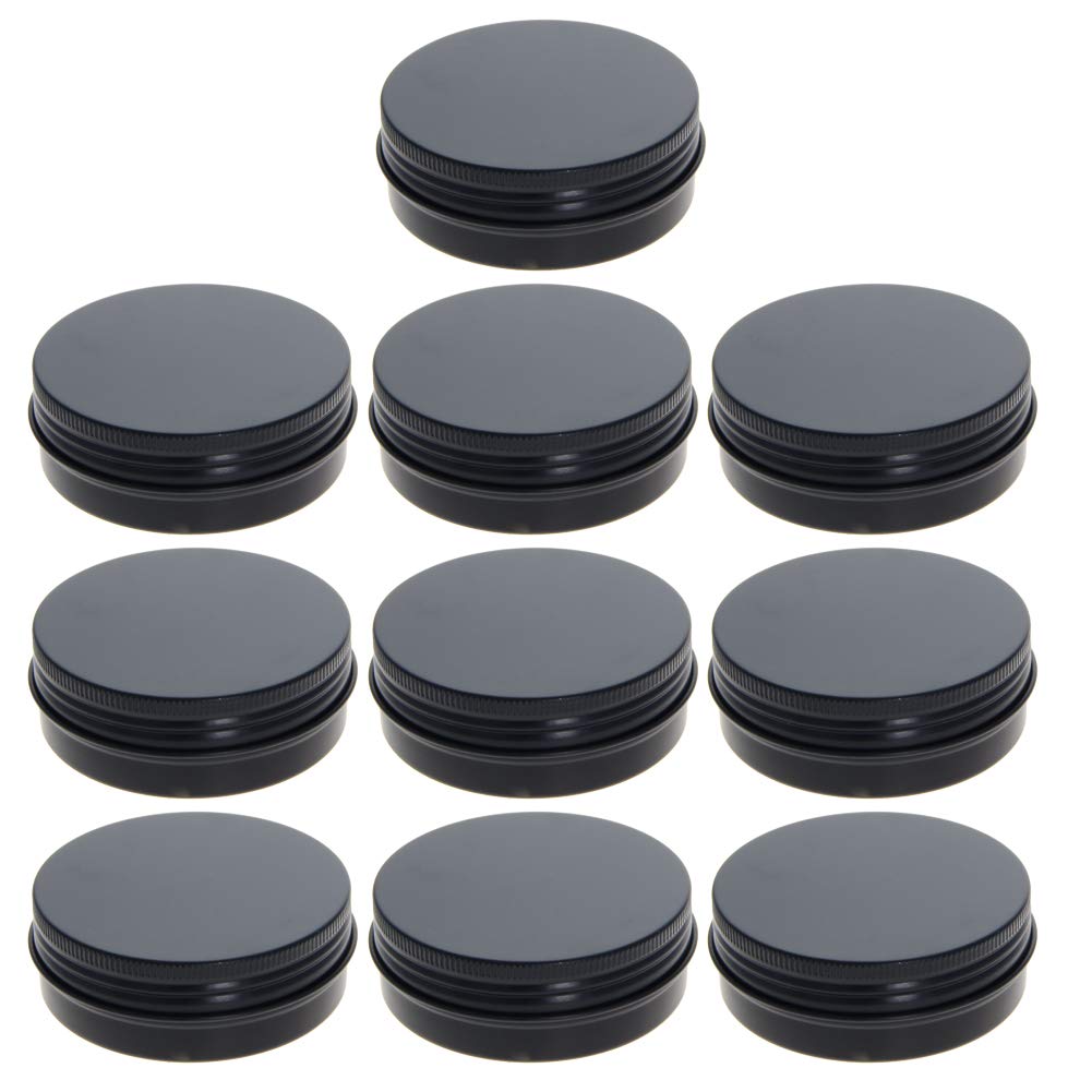 Othmro 10pcs Aluminium Tin Jars, 2oz Small Containers Tins with Screw Lids, Empty Can Travel Tins for Candles, Cosmetic, Soap Black (60ml/2oz)