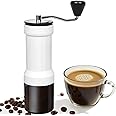 Mini Manual Coffee Grinder with 40 Adjustable Settings, White Portable Hand Coffee Bean Mill with 30g Capacity, Conical Burr Coffee Grinder with Crank for Travel, Camping, Office, Espresso, Pour Over