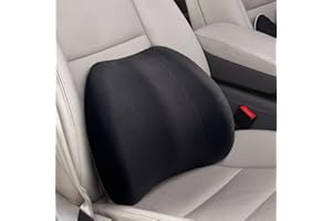 SPRFUFLY Really Plush Lumbar Support Pillow for Car Seat, Perfectly Balanced 100% Memory Foam Lumbar Pillow - Breathable Removable Cover & Ergonomic Design, Back Pillow for Back Pain Relief(Black, 1PC)