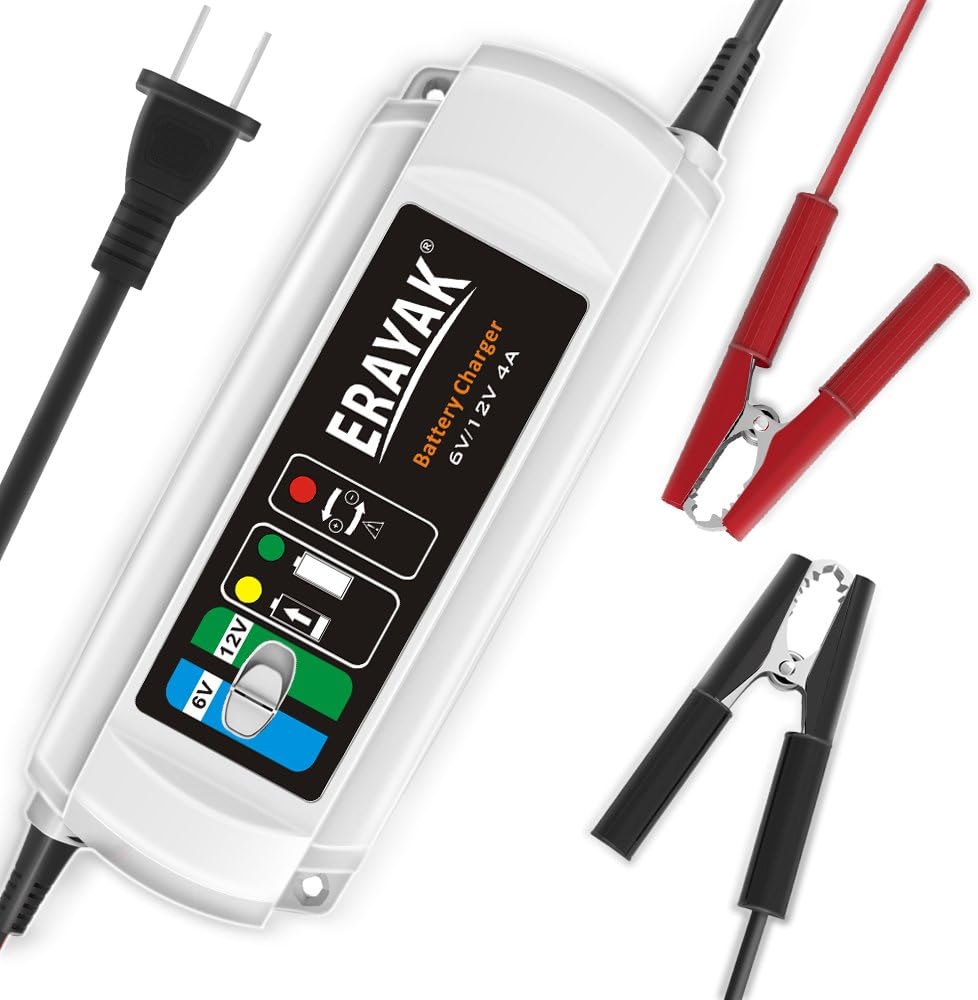 4A 12V Smart Battery Charger Automatic Trickle Charger Fast Charging for Fully Charge and Maintain a Battery at Proper Storage Voltage Without The Damaging Effects by Battery Maintainer