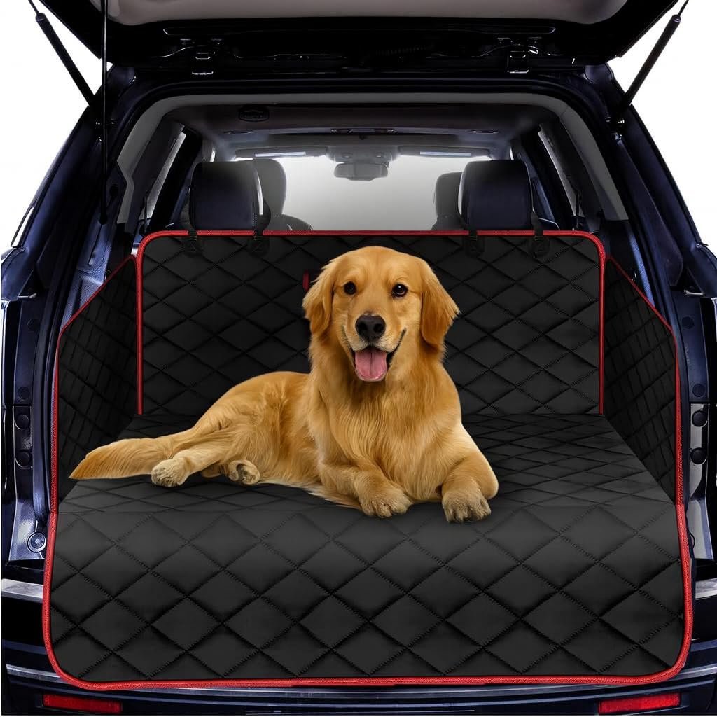 Just Pet Zone Dog Car Boot Protector – Quilted Waterproof, Nonslip Boot Mat with Bumper Flap, Machine Washable, for Cars & SUVs