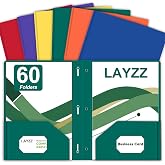 LAYZZ 60 Pack Plastic 2 Pocket Folders with Prongs, Letter Size 6 color | Assorted Colors Enable Quick File Identification, Pockets‑And‑Prong Structure Secures Letter‑Size Documents For Daily Use