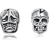 Skull Earrings for Women Men 925 Sterling Silver Skull Stud Earrings Gothic Earrings Halloween Jewelry Gifts for Women Men