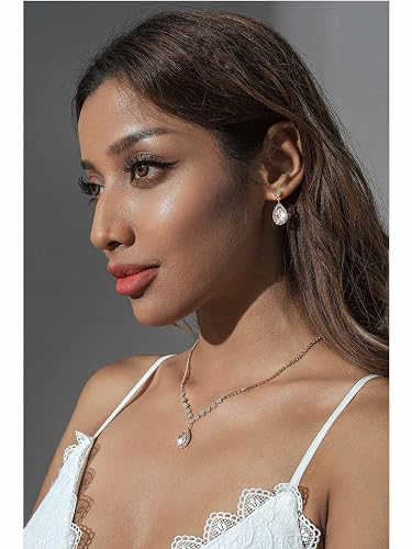 Unicra Silver Crystal Bridal Jewelry Set - Necklace, Earrings & Bracelet For Weddings & Formal Events - View #5