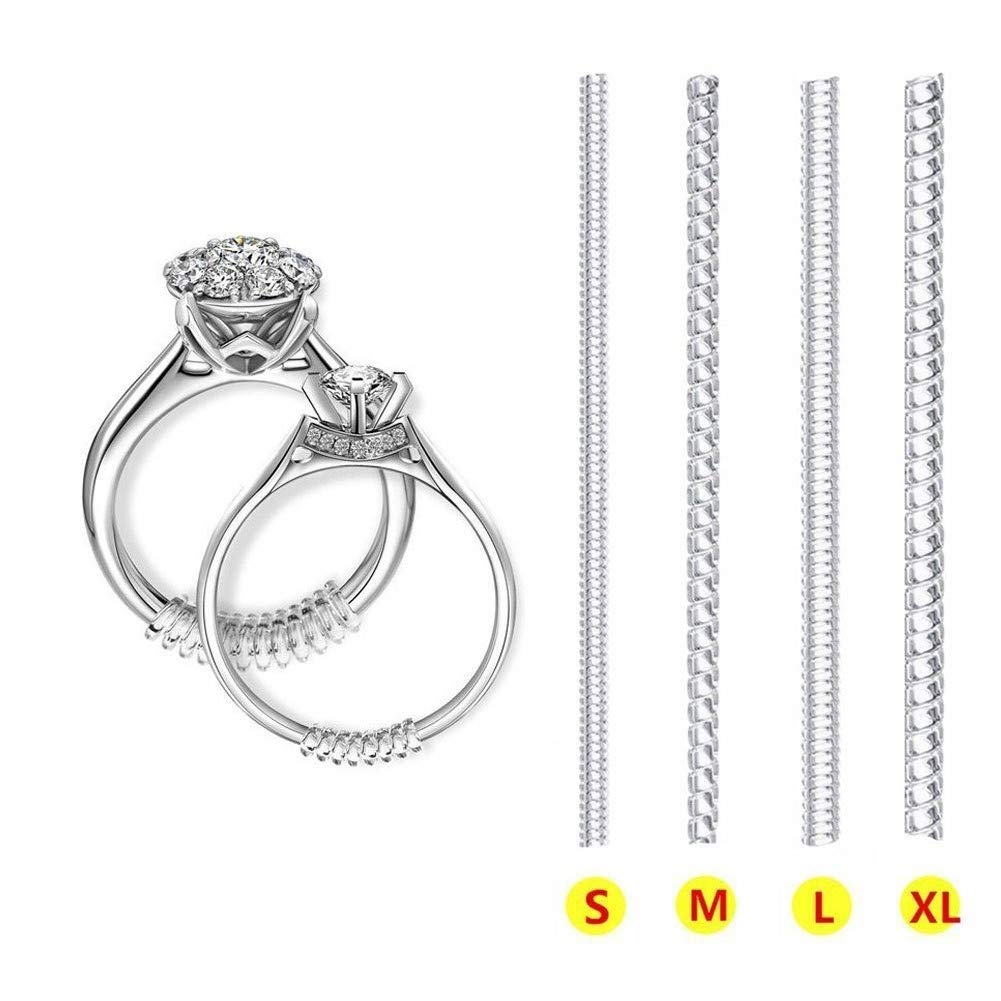 Ring Size Adjuster for Loose Rings - Invisible Transparent Silicone Ring Guard Clip Jewelry Tightener Resizer - Fit Almost Any Ring - 8 Pack, 4 Sizes