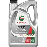 Castrol GTX Full Synthetic 5W-20 Motor Oil, 5 Quarts