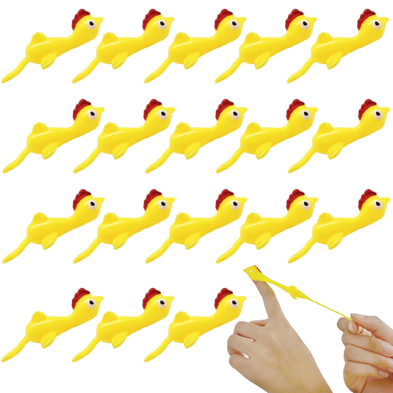 RXKFIGX 30 pieces Slingshot Chicken Fingertip Rubber Chicken Stretching Flying Chicken Finger Stretchy Flick Flying Chicken toy Novelty Catapult Chicken Chicken Flick toy kids party flying chicken