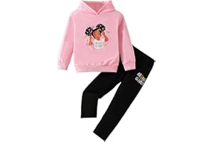 CAKANER Kid Toddler Girls Clothes Cartoon Pattern Print Sweatshirt Hoodie Sports Pants 2PC Girl Fall Winter Clothing Set