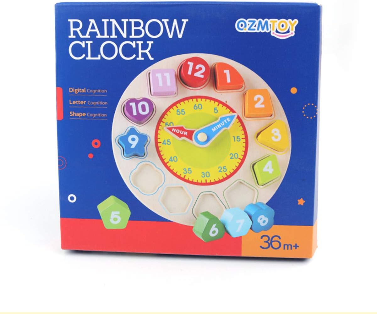 N2 Time Clock Toy for Kids Wooden Time Learning Shape Sorting Color Game Montessori Early Education Math Set Kid Jigsaw Play Tool Preschool Toddler Puzzle Toy Gift for Boys Girls Birthday Age 3 4 5 6: Toys & Games