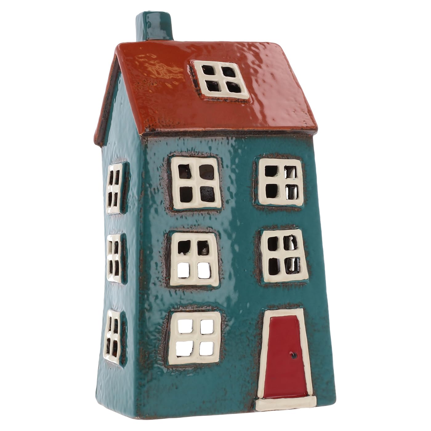 Shudehill Giftware Ceramic Village Pottery Bright Colour Range Tealight Holder, beautiful house-warming gift, Home Ornament, Candle Holder… (Blue/Dark Blue)