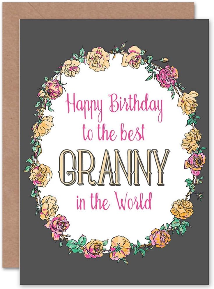Wee Blue Coo Birthday Happy Granny Gran Word Best Floral Gift Sealed Greeting Card Plus Envelope Blank inside