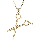 BREGO Gold Plated Barber Hair Scissors Design Pendant Necklace