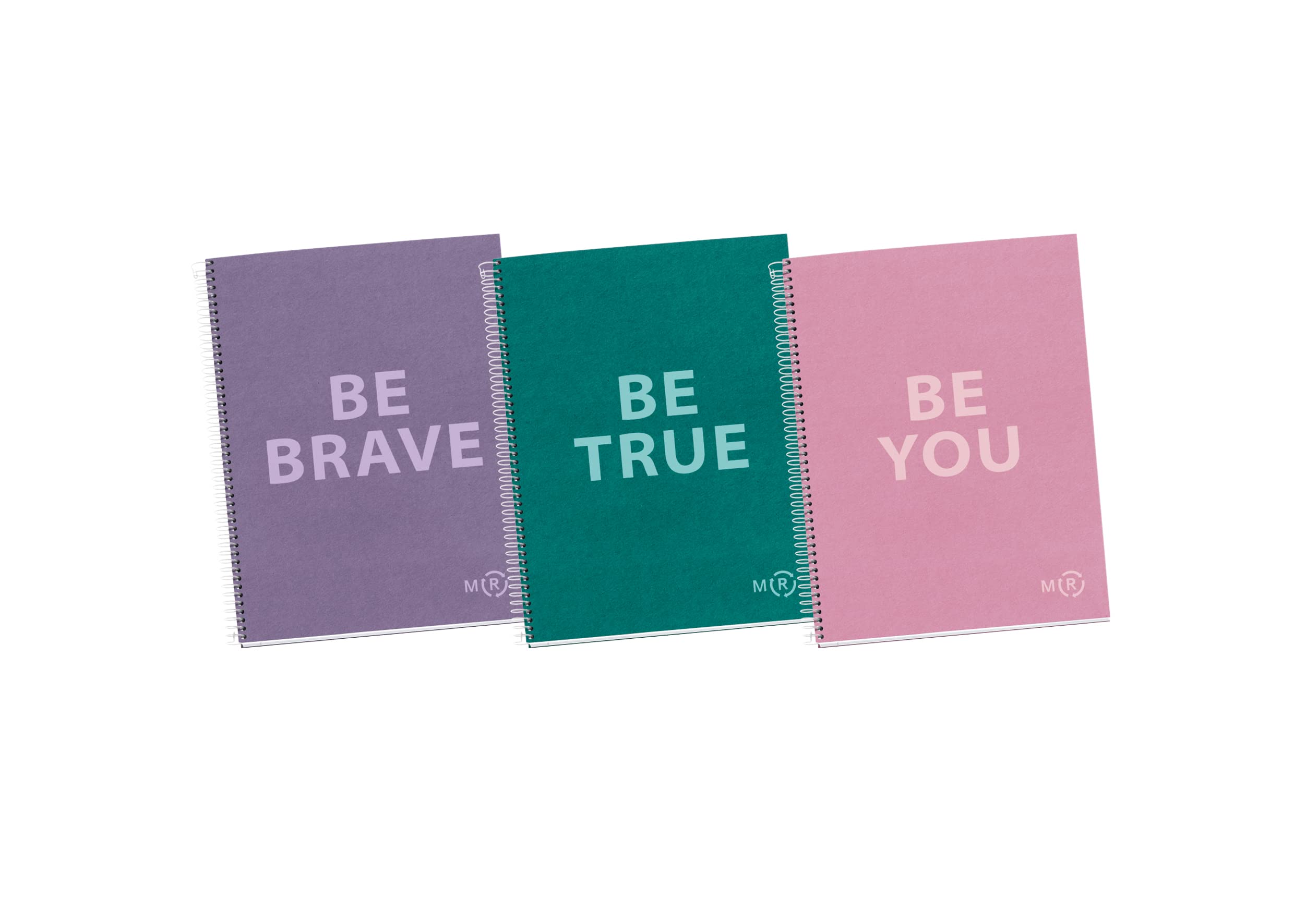 Miquelrius - Pack of 3 A4 Be Eco Notebooks 5 x 5 mm Grid 80 Sheets of 90gsm 1 Colour Strip Micro Perforated Spiral Hardback Cover Size 210 x 297 mm and 4 Holes for 4 Rings — image 1