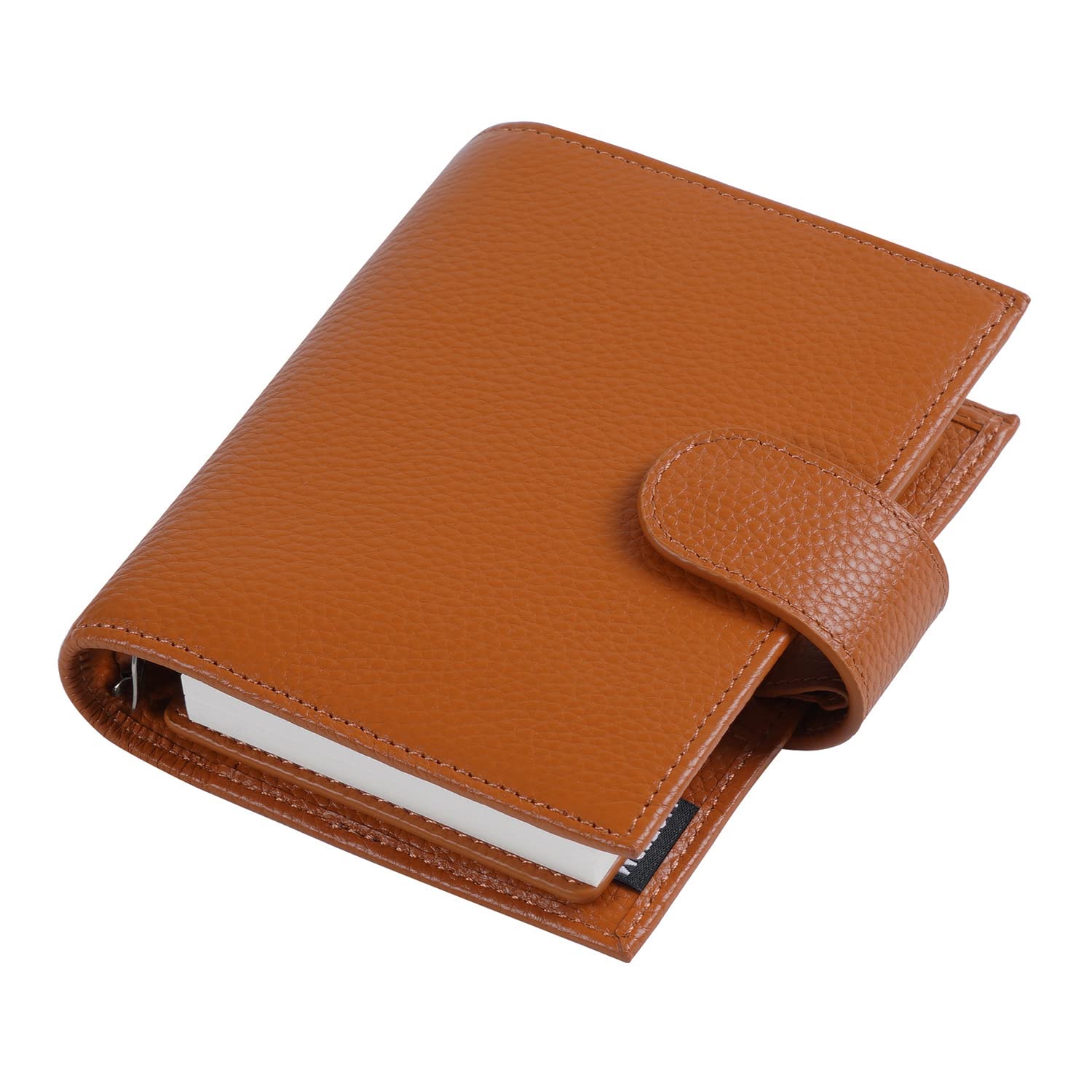 Photo 1 of Moterm Pocket Regular Rings Planner - Genuine Leather Binder Organizer (Pebble-Burnt Orange, 19mm Ring)