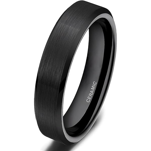 Alianza De Cerámica Negra Para Hombre: Anillo De 9 Mm Con Ajuste Cómodo Y Plano - México