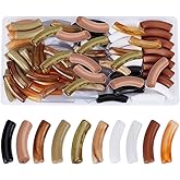 PH PandaHall 80pcs Opaque Acrylic Tube Beads, Curved Noodle Slide Beads Spacer Loose Bead Long Tube Charm Bead for DIY Bracelet Jewelry Making Craft Supplies, Hole: 1.8mm