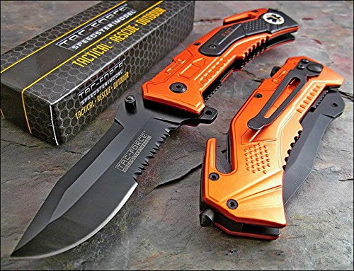 Tac-force spring assisted open emt orange tactical resc…