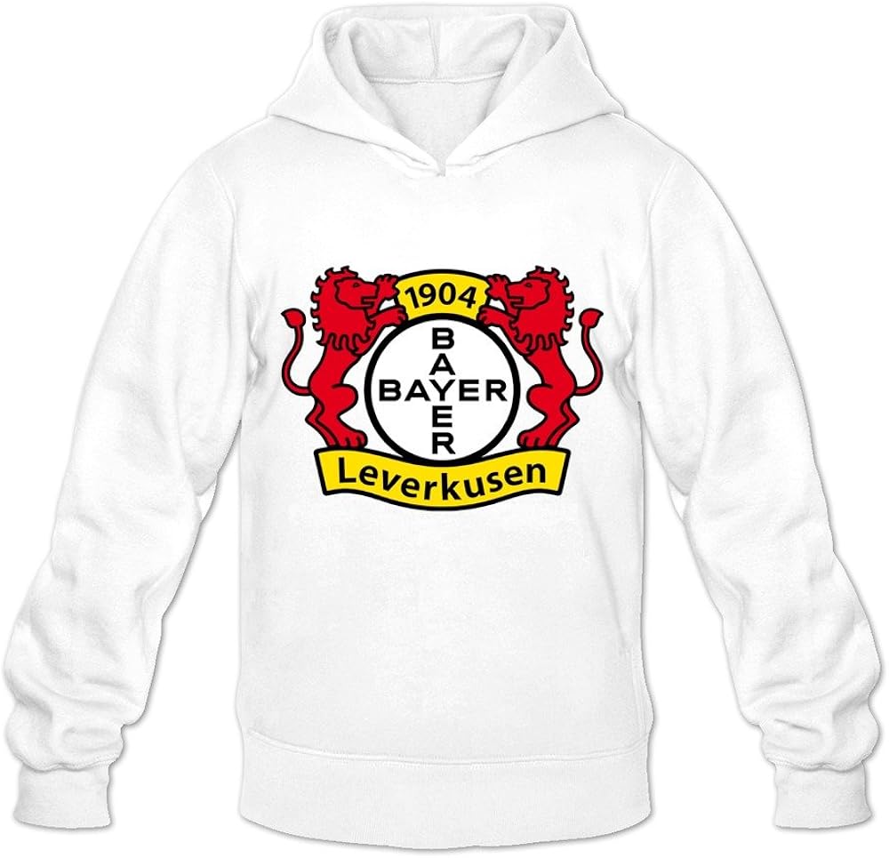 WYBU Men's Bayer Leverkusen Long Sleeve Hoodie Sweatshirt White, 100
