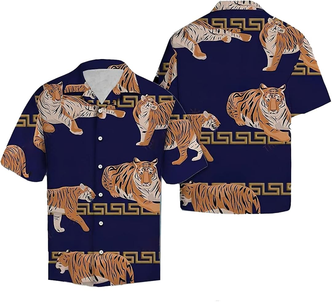 Awesome Tiger V1 Hawaii Shirt Hawaii Shirt Cotton Casual Button Down Short Sleeves