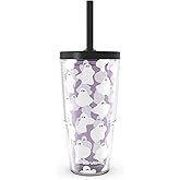 Tervis Ghostly Gathering Made in USA Double Walled Insulated Tumbler Travel Cup Keeps Drinks Cold & Hot, 24oz with Straw Lid, Classic