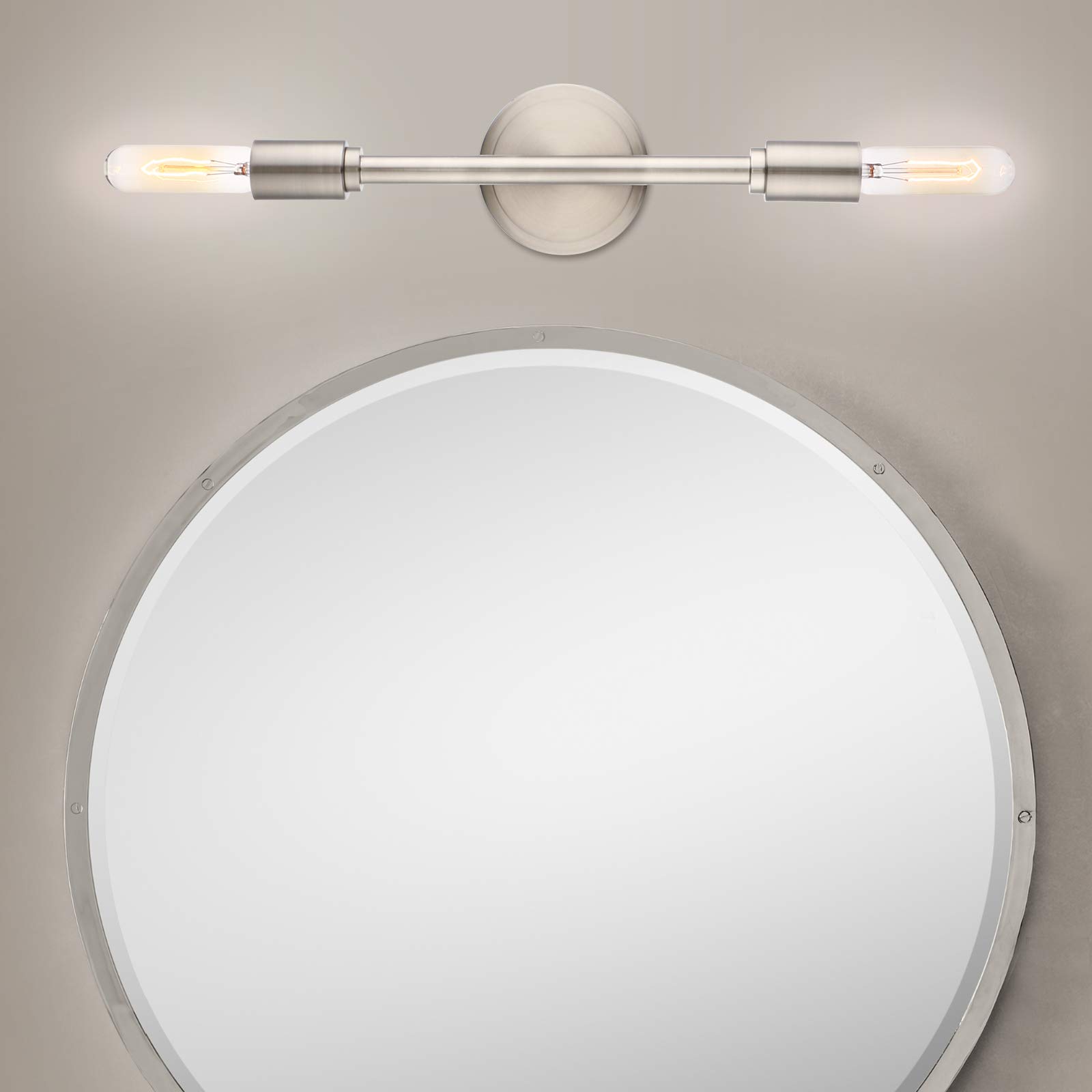 Phansthy Vanity Mirror Light Retro Industrial 2 Heads Sconces Wall Light for Hallway Kitchen Living Room Bedroom E27 (Brushed)