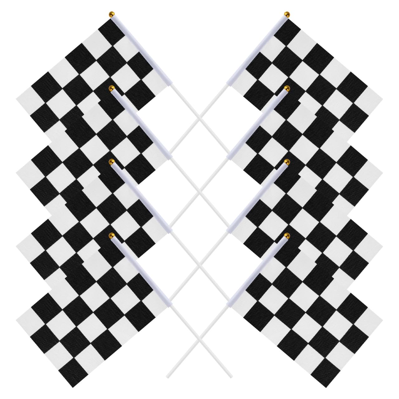 TOYMYTOY 25pcs Black and White Checkered Hand Flag Racing Polyester Flags